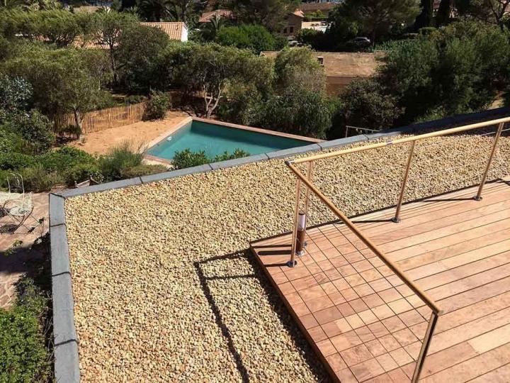 Terrasses aménagées en gravier